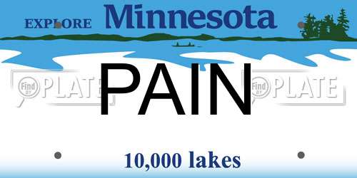 PAIN Minnesota License Plate