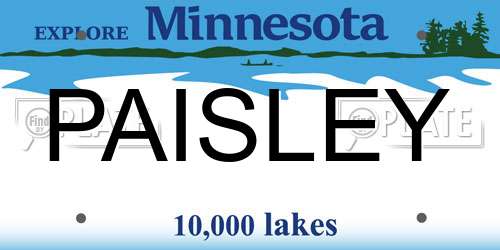 PAISLEY Minnesota License Plate