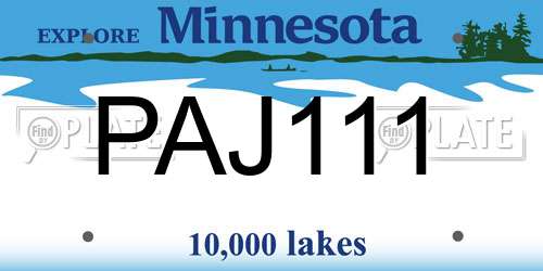PAJ111 Minnesota License Plate