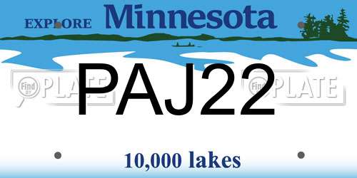 PAJ22 Minnesota License Plate