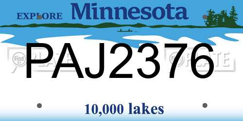PAJ2376 Minnesota License Plate