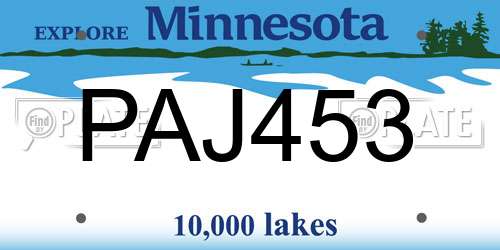 PAJ453 Minnesota License Plate