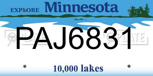 PAJ6831 Minnesota License Plate