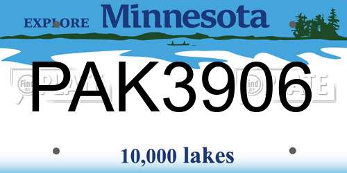 PAK3906 Minnesota License Plate
