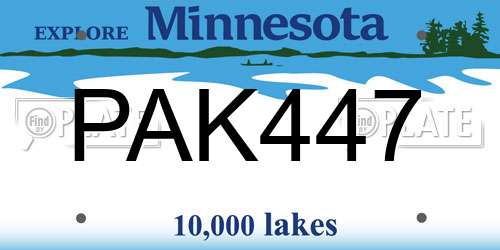 PAK447 Minnesota License Plate
