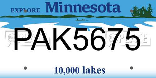 PAK5675 Minnesota License Plate