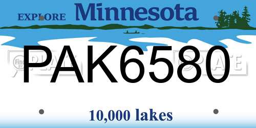 PAK6580 Minnesota License Plate