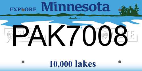 PAK7008 Minnesota License Plate