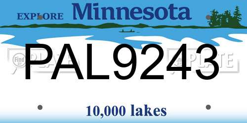 PAL9243 Minnesota License Plate