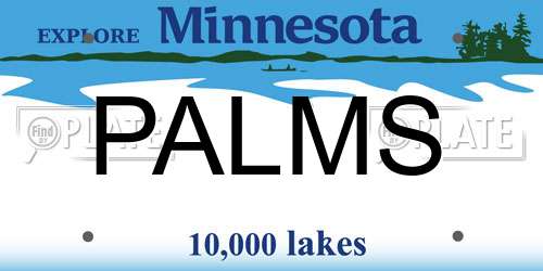PALMS Minnesota License Plate