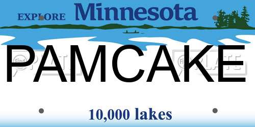 PAMCAKE Minnesota License Plate