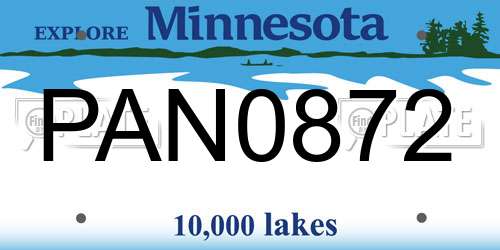 PAN0872 Minnesota License Plate
