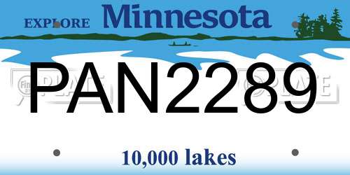 PAN2289 Minnesota License Plate