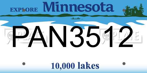 PAN3512 Minnesota License Plate