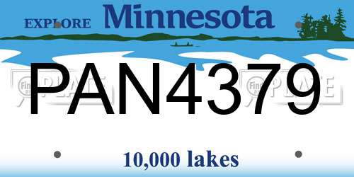 PAN4379 Minnesota License Plate
