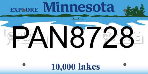 PAN8728 Minnesota License Plate