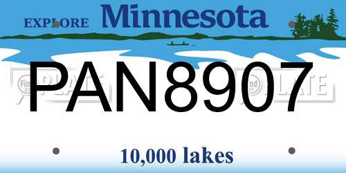 PAN8907 Minnesota License Plate