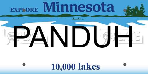 PANDUH Minnesota License Plate