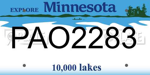 PAO2283 Minnesota License Plate