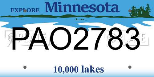 PAO2783 Minnesota License Plate