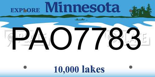 PAO7783 Minnesota License Plate
