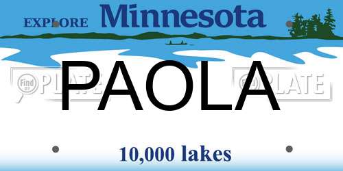 PAOLA Minnesota License Plate