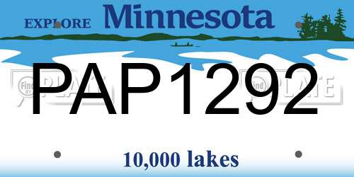 PAP1292 Minnesota License Plate