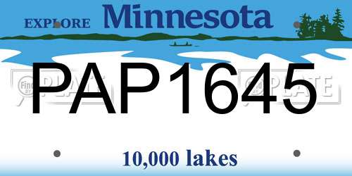PAP1645 Minnesota License Plate