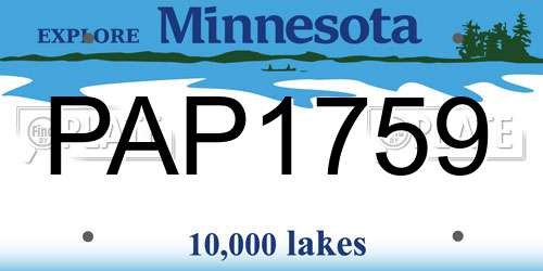 PAP1759 Minnesota License Plate