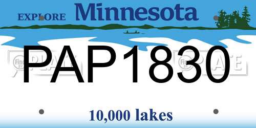 PAP1830 Minnesota License Plate