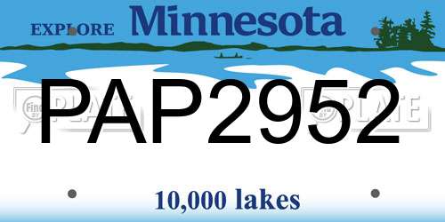 PAP2952 Minnesota License Plate