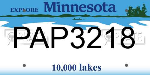 PAP3218 Minnesota License Plate