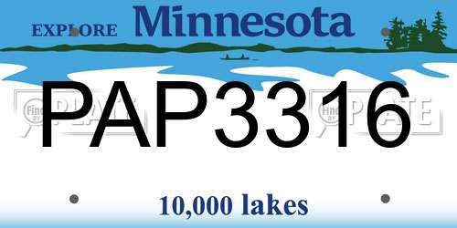 PAP3316 Minnesota License Plate