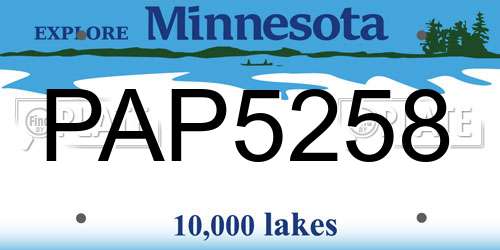 PAP5258 Minnesota License Plate