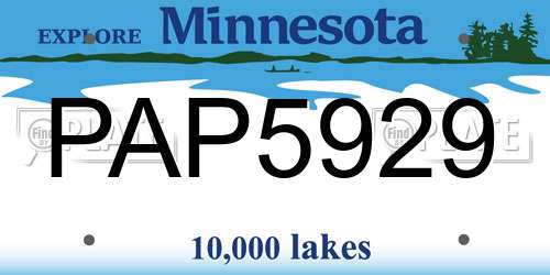 PAP5929 Minnesota License Plate