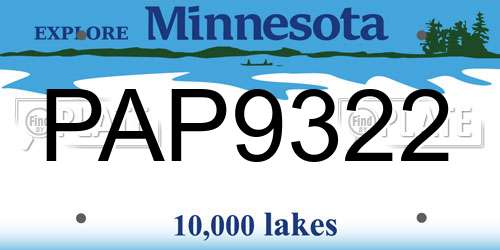 PAP9322 Minnesota License Plate