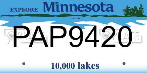PAP9420 Minnesota License Plate