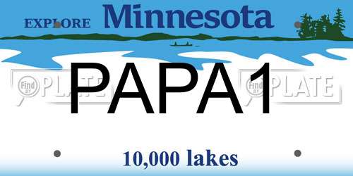 PAPA1 Minnesota License Plate
