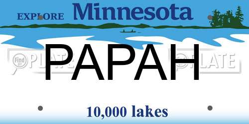 PAPAH Minnesota License Plate