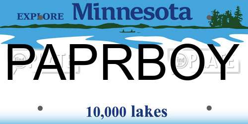 PAPRBOY Minnesota License Plate