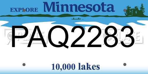 PAQ2283 Minnesota License Plate
