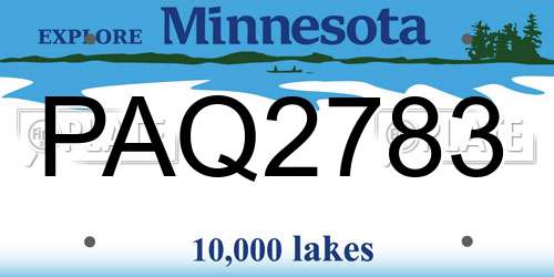 PAQ2783 Minnesota License Plate