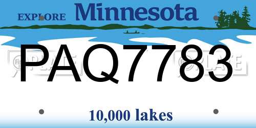 PAQ7783 Minnesota License Plate