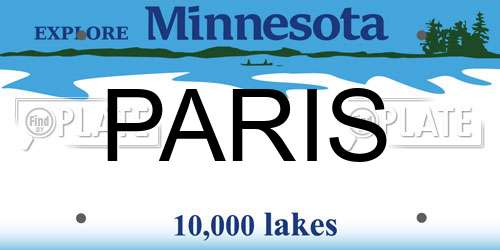 PARIS Minnesota License Plate