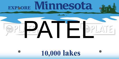 PATEL Minnesota License Plate