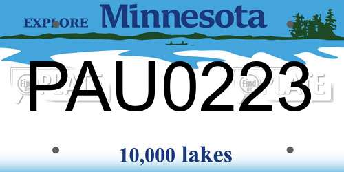 PAU0223 Minnesota License Plate