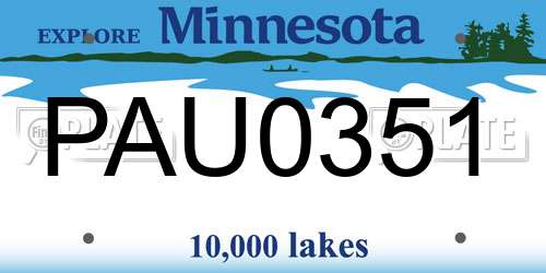 PAU0351 Minnesota License Plate