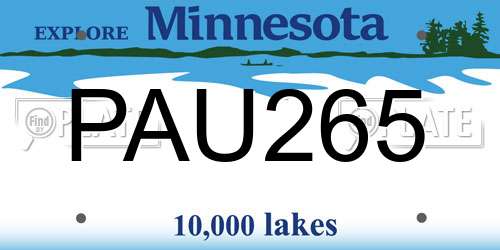 PAU265 Minnesota License Plate