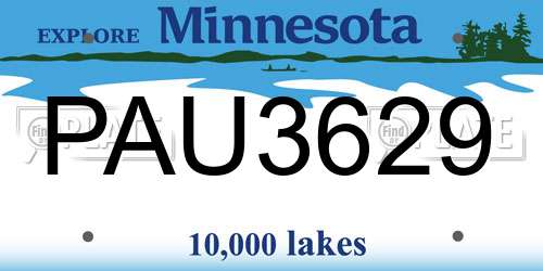 PAU3629 Minnesota License Plate