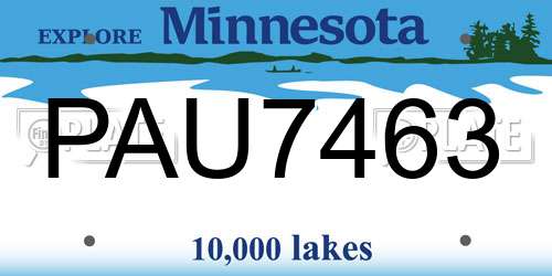 PAU7463 Minnesota License Plate